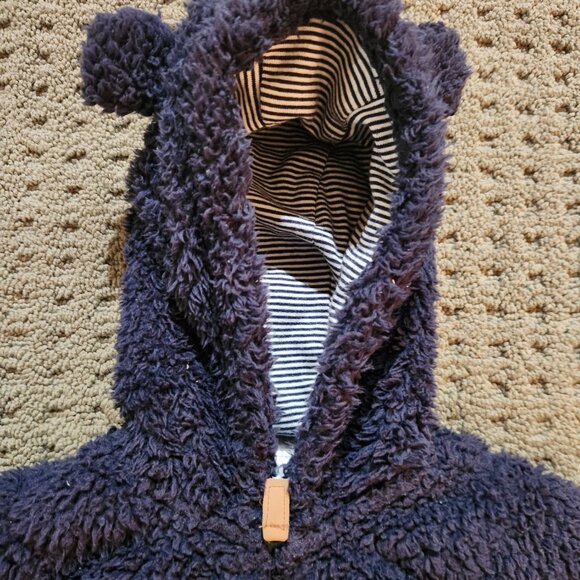 Carter’s Fleece Bear Suit Navy, 9 Months - Picture 3 of 7